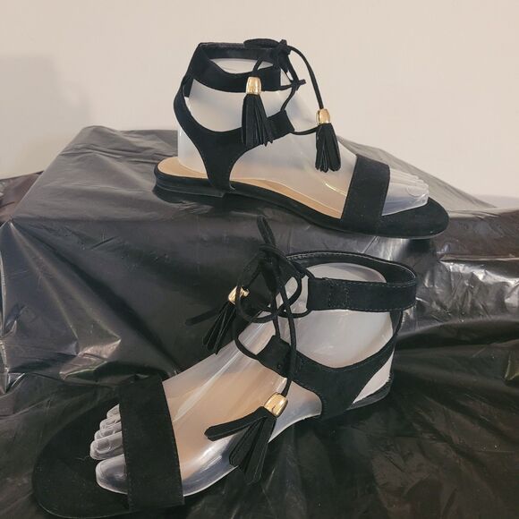 Merona Women’s Black Open Toe Mavis Gladiator Ghillie Laces Sandals Size 8 - Picture 3 of 10